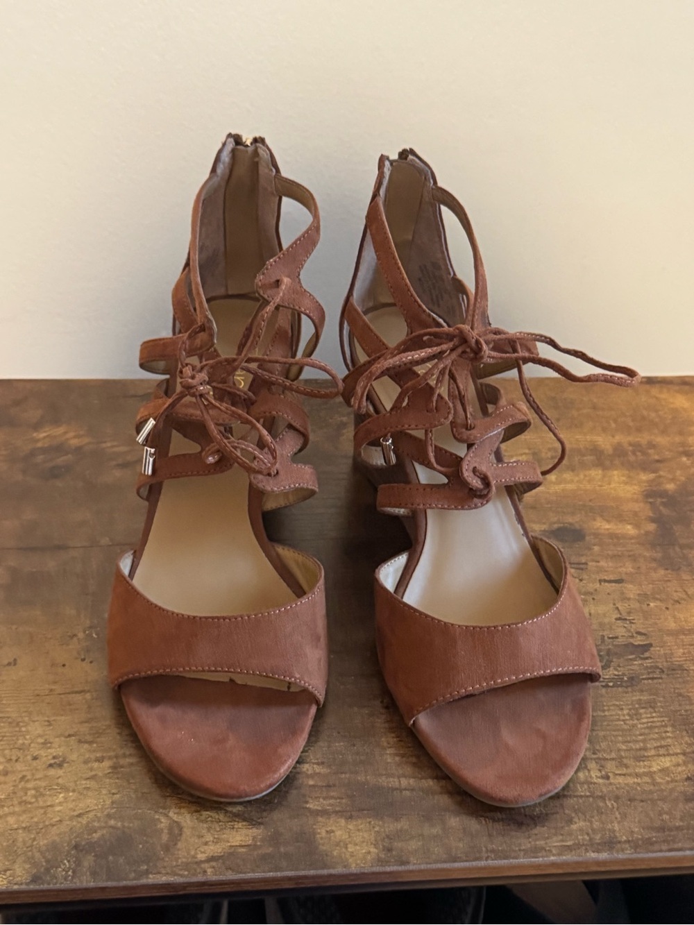 Franco Sarto Women's Lace-Up Suede Open-Toe Sandals — Brown Size 8